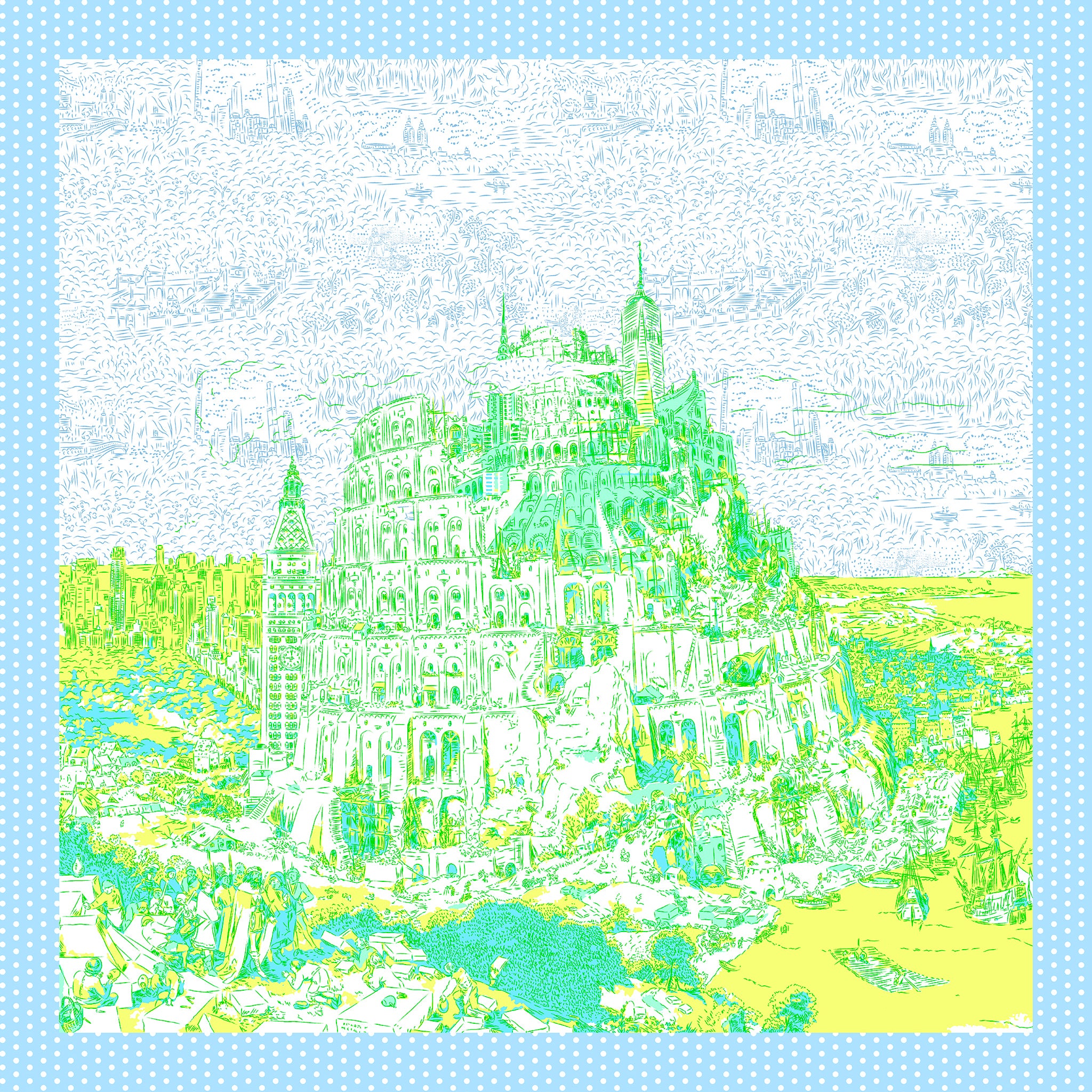 The Tower of Babel NYC Blue Scarf
