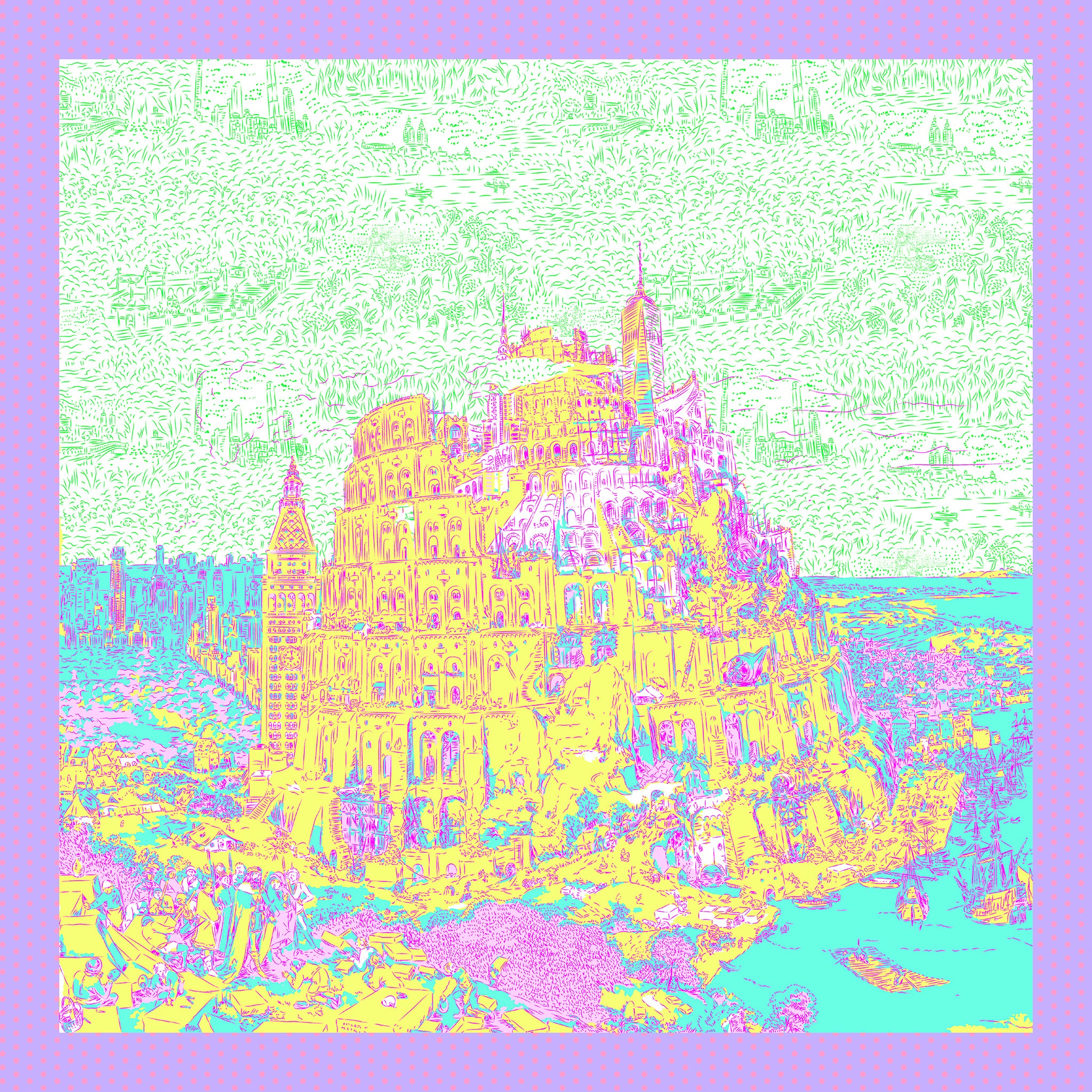 The Tower of Babel NYC Purple Scarf
